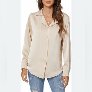 Women's Cream Button-Up Blouse